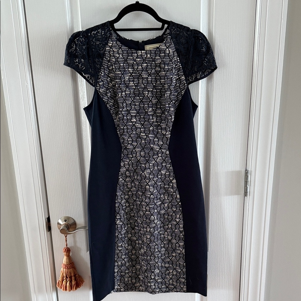 Moulinette Soeurs Navy and White Patterned Mini Dress